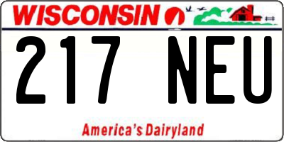 WI license plate 217NEU