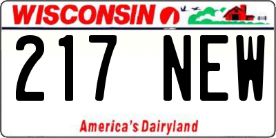 WI license plate 217NEW