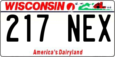WI license plate 217NEX