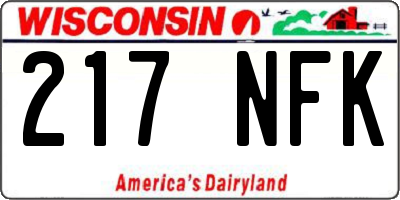WI license plate 217NFK