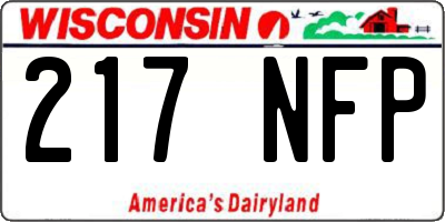WI license plate 217NFP