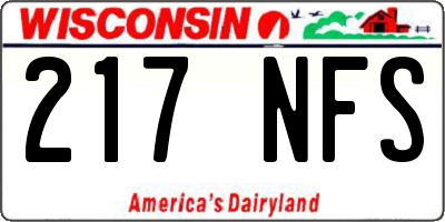 WI license plate 217NFS