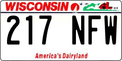 WI license plate 217NFW