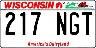 WI license plate 217NGT