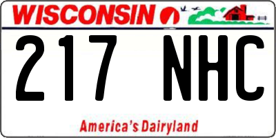WI license plate 217NHC