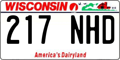 WI license plate 217NHD