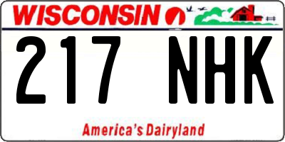 WI license plate 217NHK