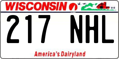 WI license plate 217NHL