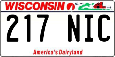 WI license plate 217NIC