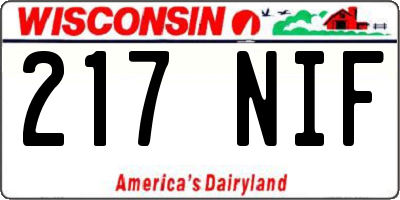 WI license plate 217NIF