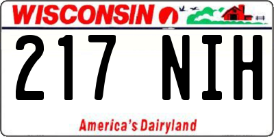 WI license plate 217NIH