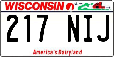 WI license plate 217NIJ
