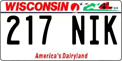 WI license plate 217NIK