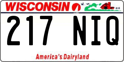 WI license plate 217NIQ