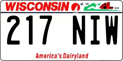 WI license plate 217NIW