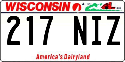 WI license plate 217NIZ