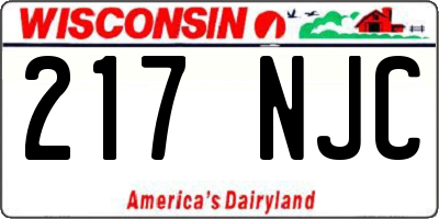 WI license plate 217NJC