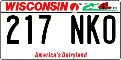 WI license plate 217NKO