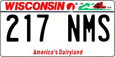 WI license plate 217NMS