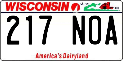 WI license plate 217NOA
