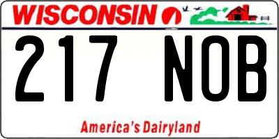 WI license plate 217NOB