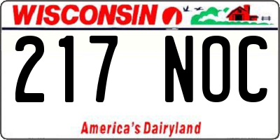 WI license plate 217NOC