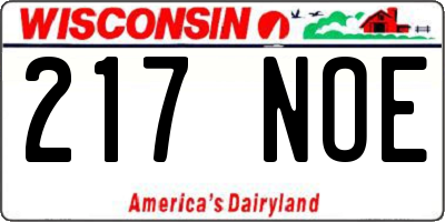WI license plate 217NOE