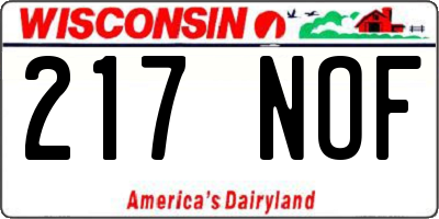 WI license plate 217NOF