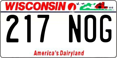 WI license plate 217NOG