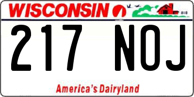 WI license plate 217NOJ
