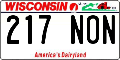 WI license plate 217NON