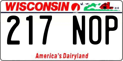 WI license plate 217NOP