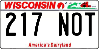 WI license plate 217NOT