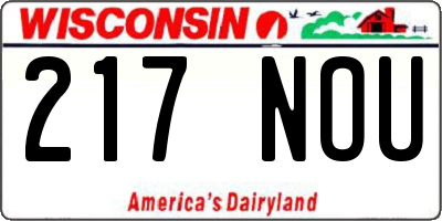 WI license plate 217NOU