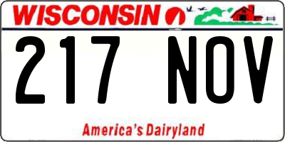 WI license plate 217NOV