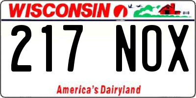WI license plate 217NOX