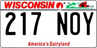 WI license plate 217NOY