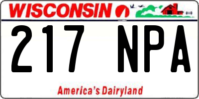 WI license plate 217NPA