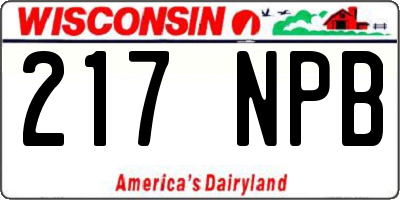 WI license plate 217NPB