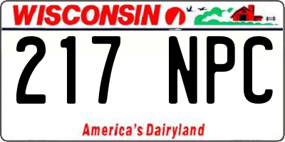 WI license plate 217NPC