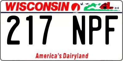 WI license plate 217NPF