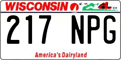 WI license plate 217NPG