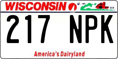 WI license plate 217NPK