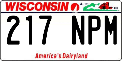 WI license plate 217NPM