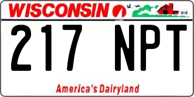 WI license plate 217NPT