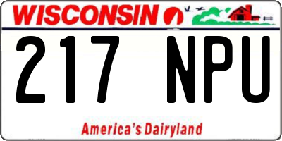 WI license plate 217NPU