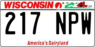 WI license plate 217NPW