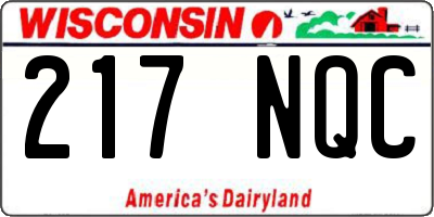 WI license plate 217NQC