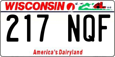 WI license plate 217NQF