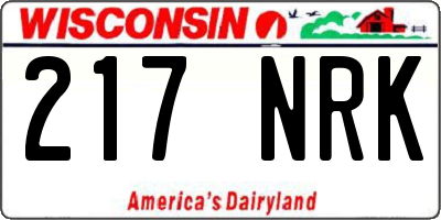 WI license plate 217NRK